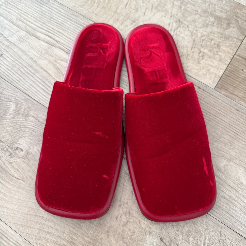 Khaite red slippers sandals flats size 7 37